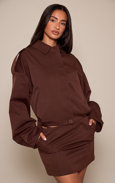 Petite Chocolate Seam Detail Bomber Jacket