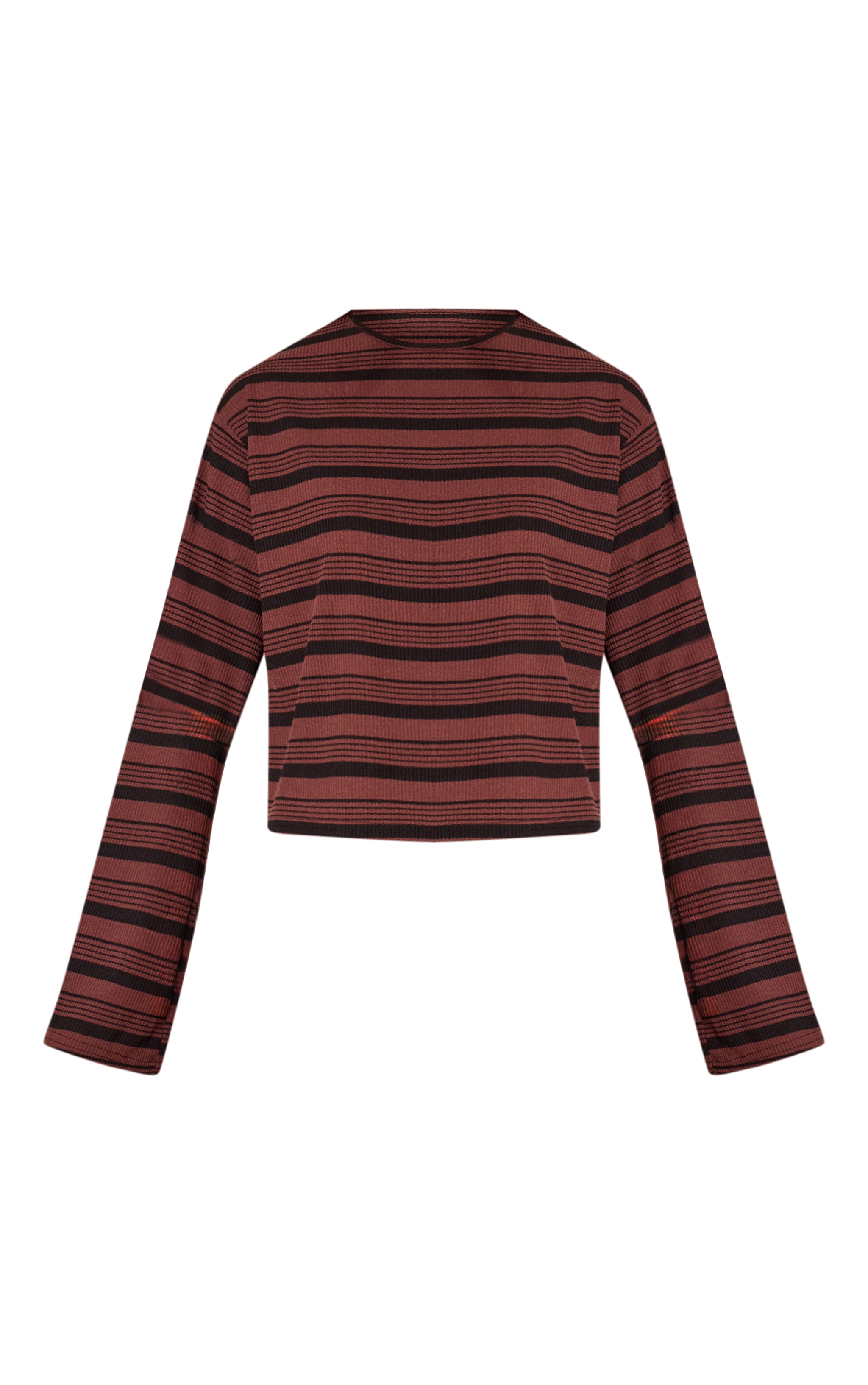 Chocolate Textured Stripe Detail Long Sleeve Top image 5