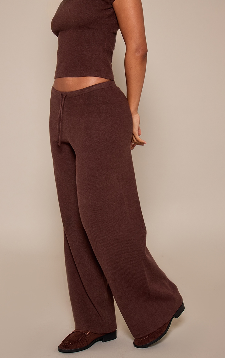 Petite Chocolate Knitted Drawstring Pants  image 2
