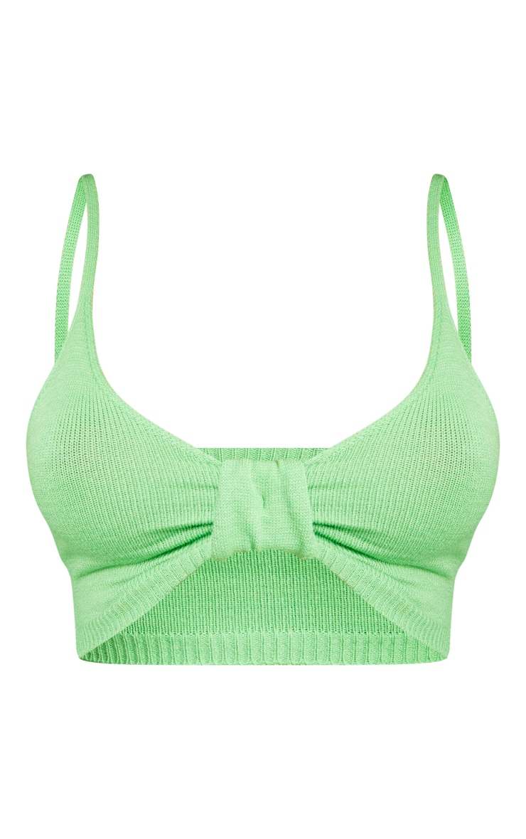 Crop top en maille tricot vert pâle à noeud image 5