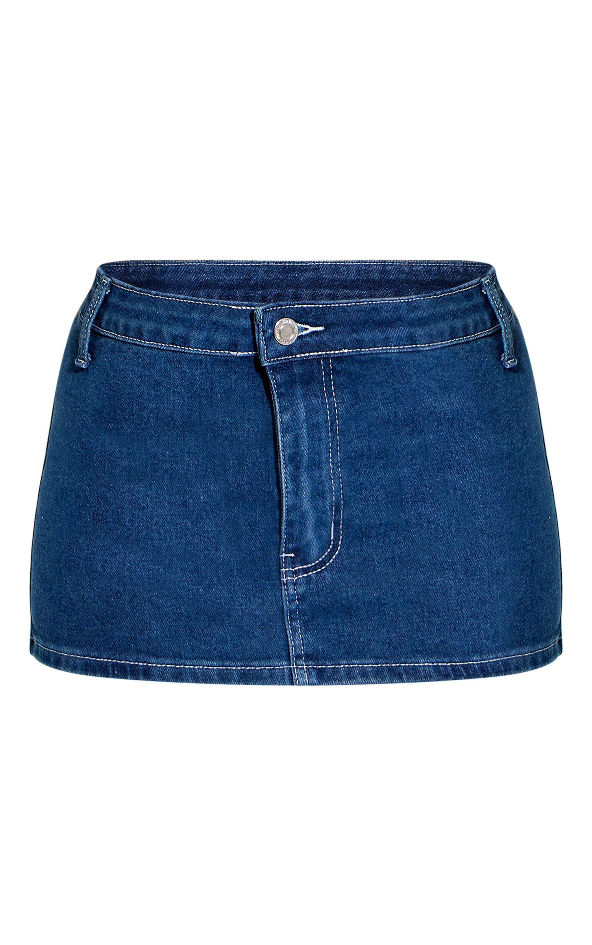 Petite Mini-jupe e jean bleu moyen délavé à coutures contrastantes image 6