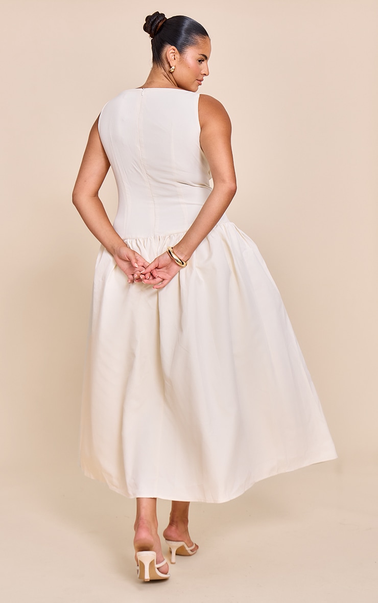 Plus Cream Dropped Waist Midaxi Dress image 2
