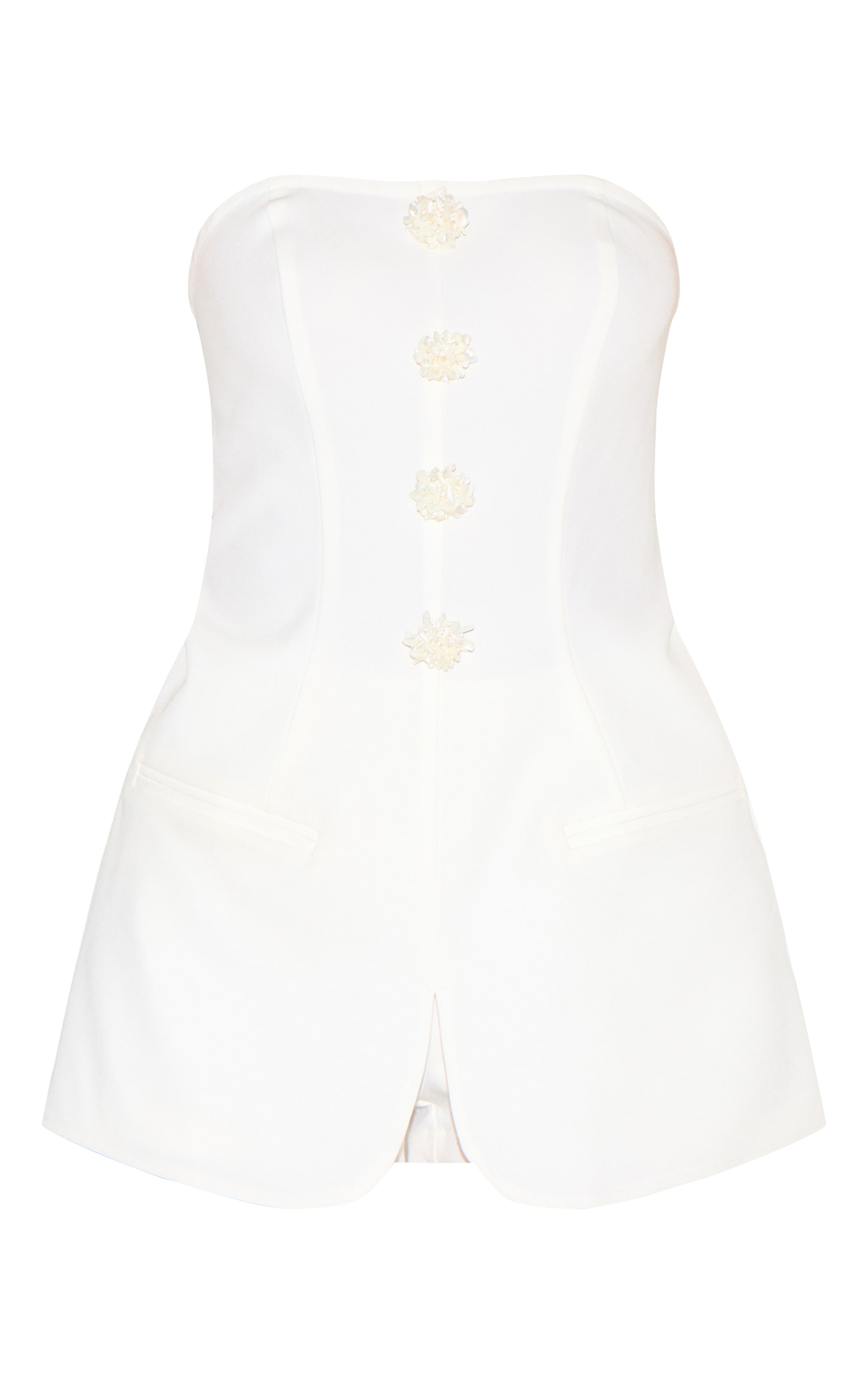 White Beaded Button Detail Tailored Playsuit image 5