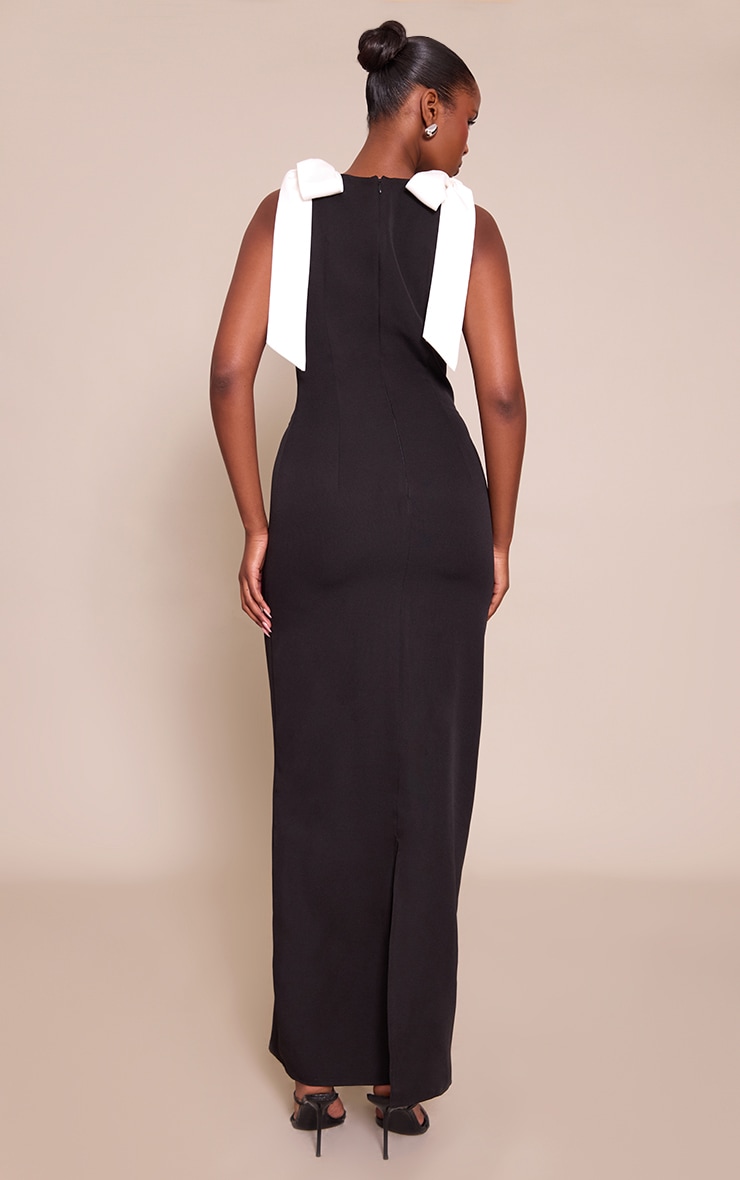 Black Woven Bow Detail Maxi Dress image 2