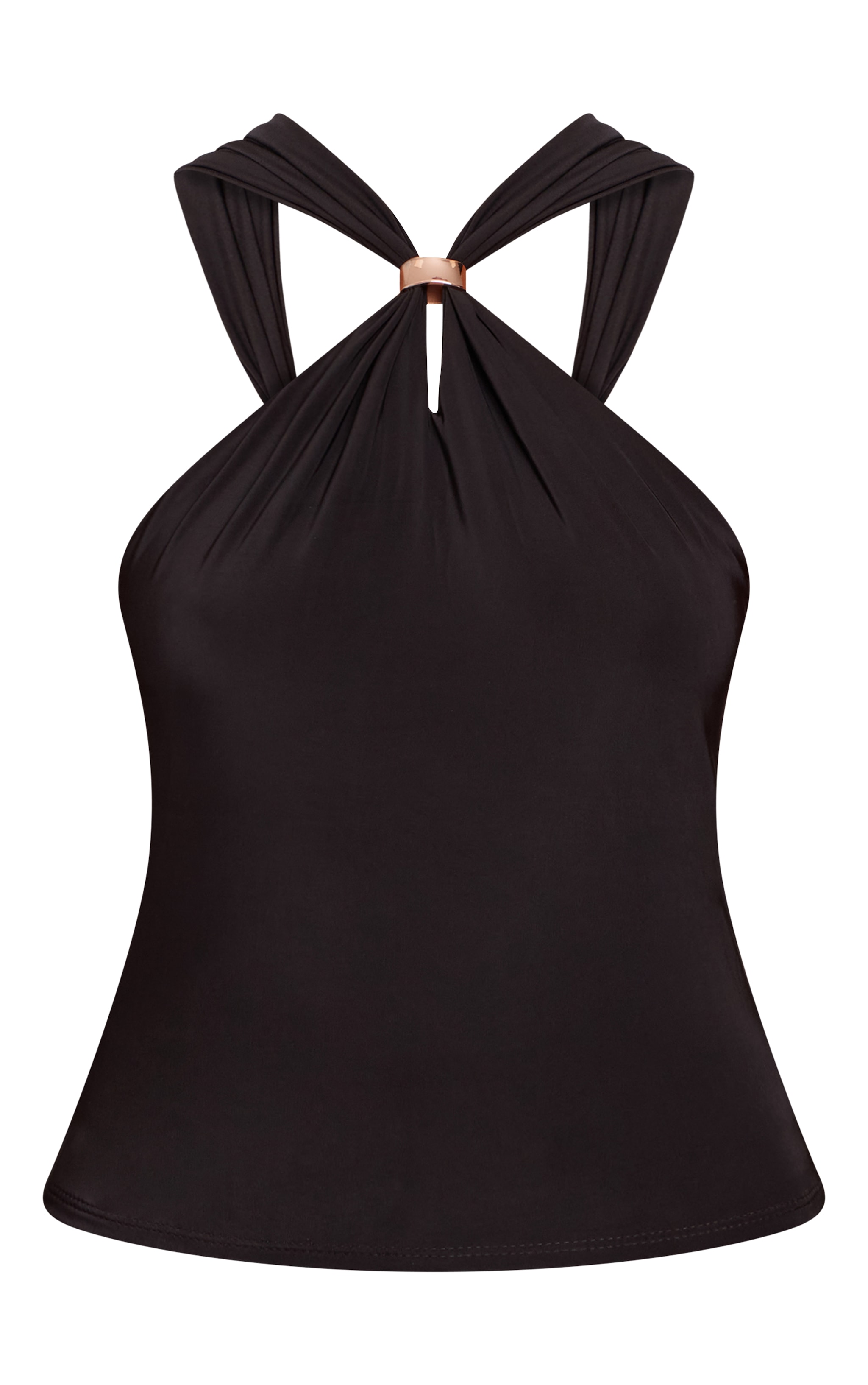 Black Double Layer Slinky Trim Detail Sleeveless Top image 5