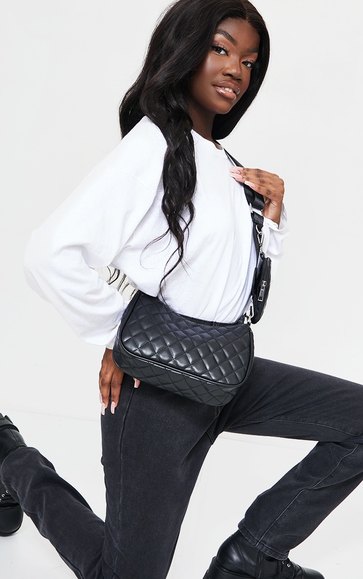Black Quilted Diamond Cross Body Bag