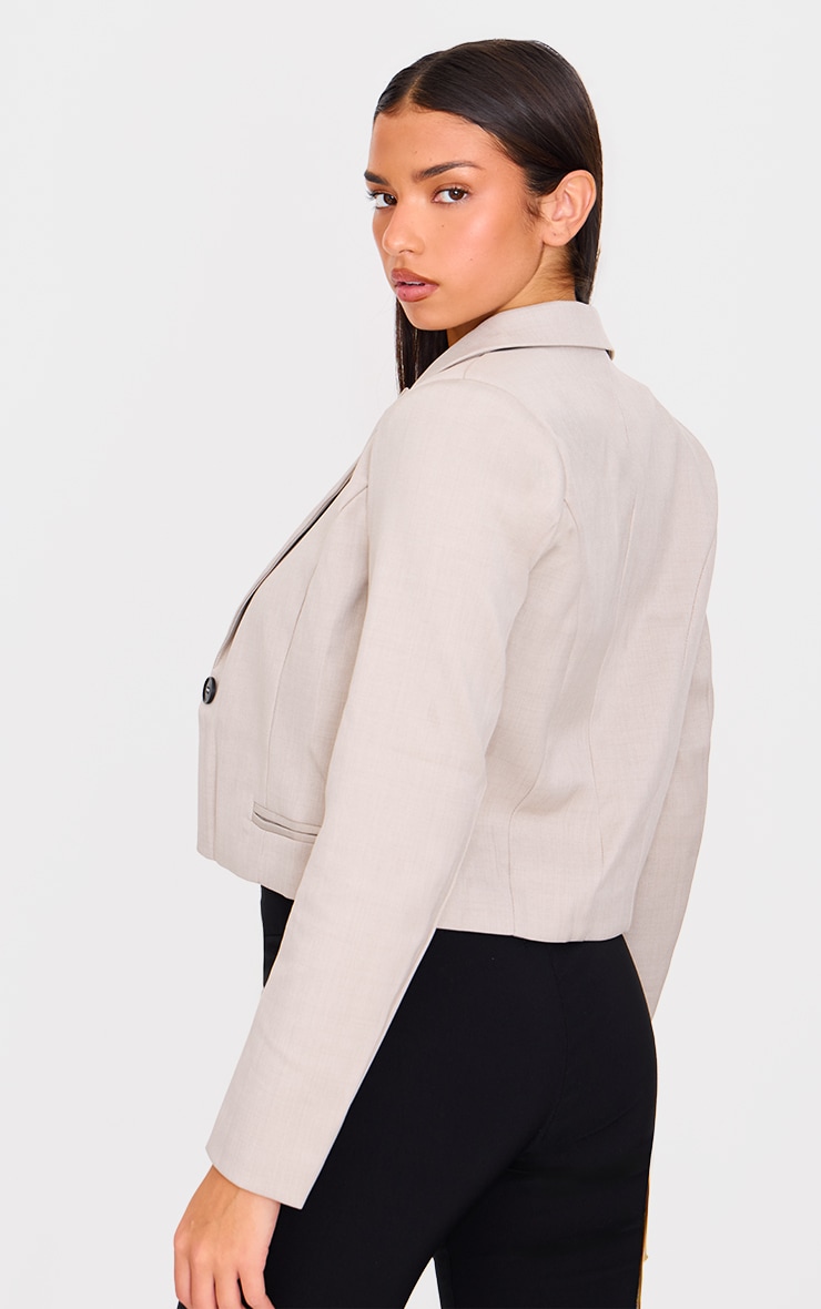 Sand Cropped Patch Pocket Detail Boxy Blazer image 2