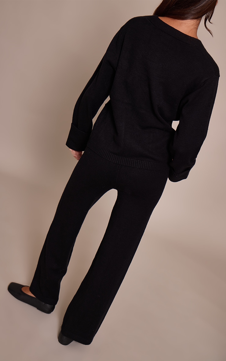 Black Wide leg Knit Pant image 3