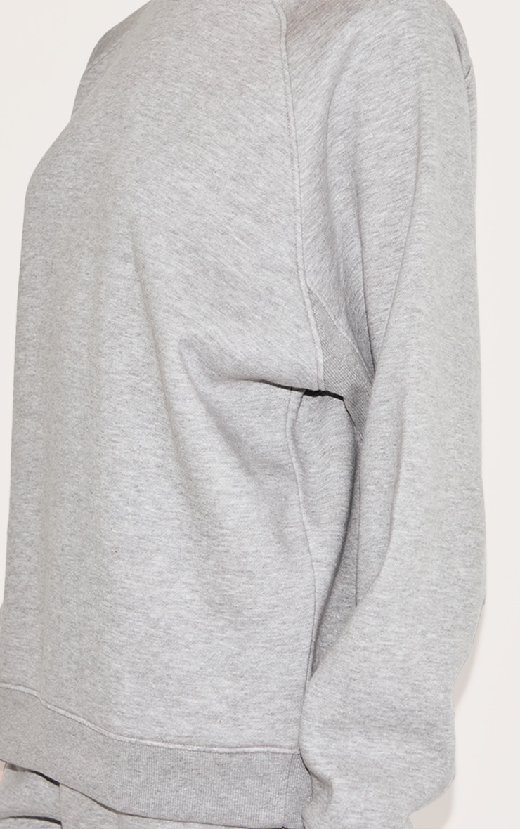 Ash Grey Panelled Rib Detail Oversized Sweatshirt image 4