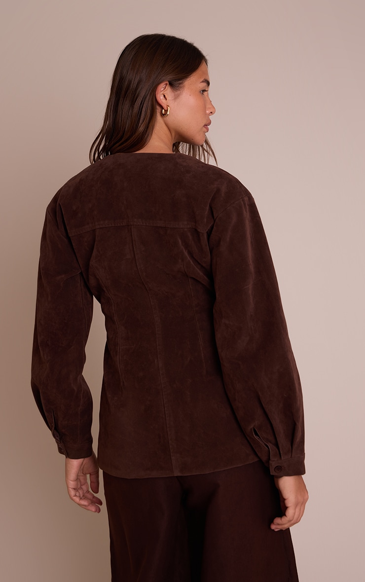 Blazer asymétrique en suédine chocolat image 2