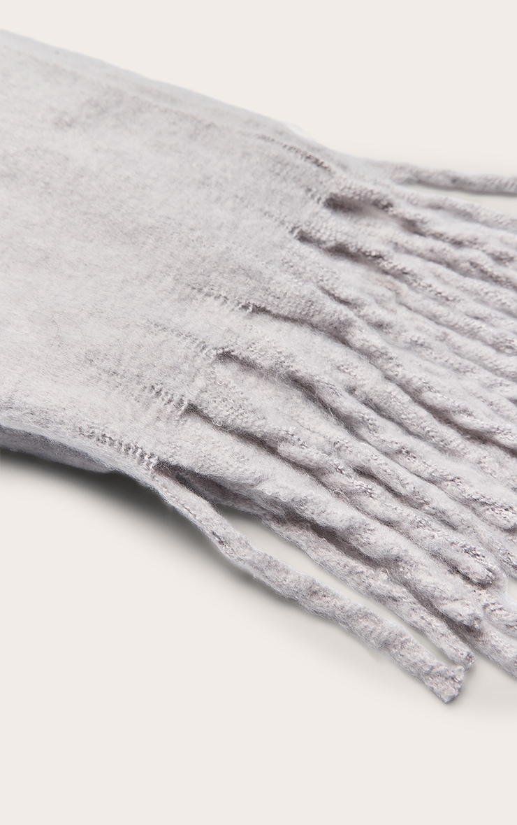 Grey Soft Blanket Tassel Scarf image 3