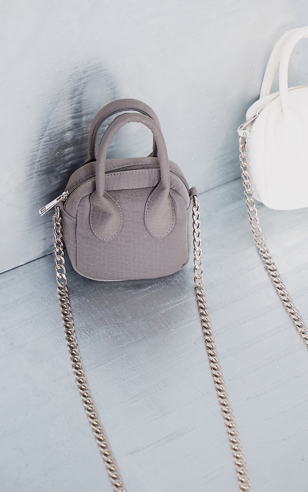 Grey Textured Mini Chain Cross Body Bag PrettyLittleThing USA