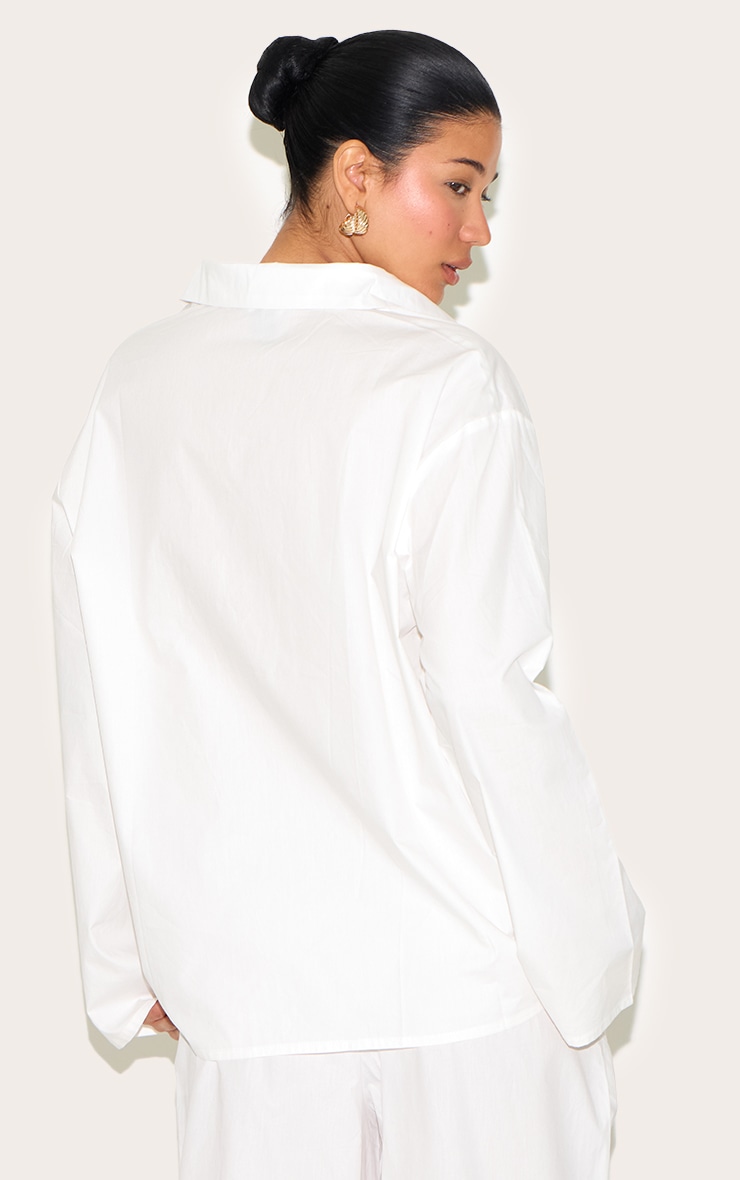 White Cotton Poplin Oversized Shirt image 2