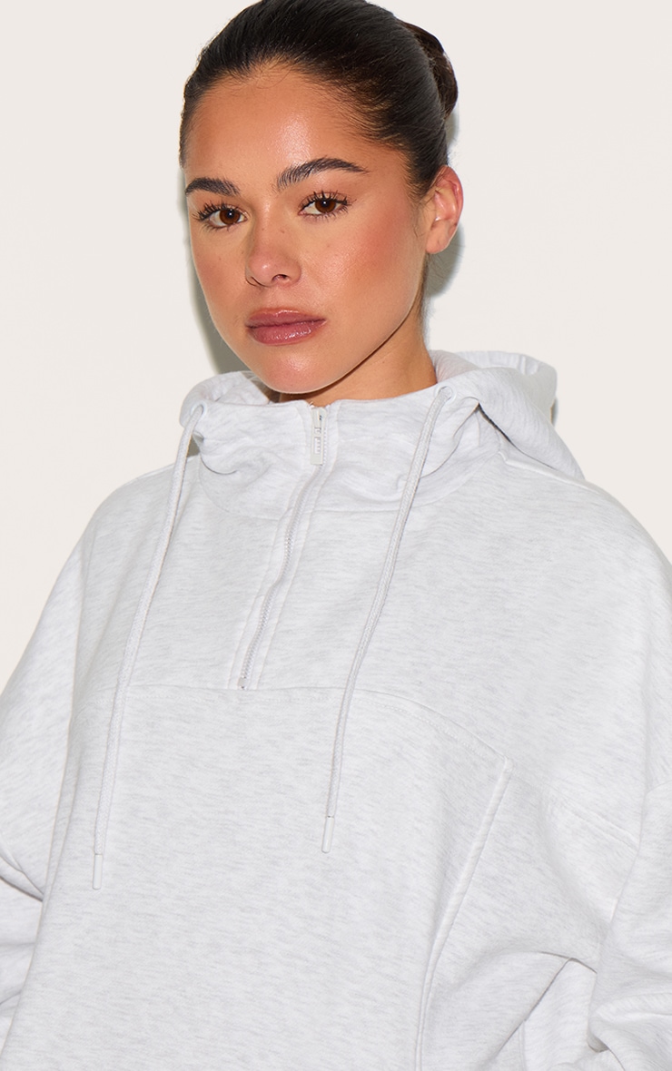 Ice Grey Oversized Funnel Neck Hoodie image 4