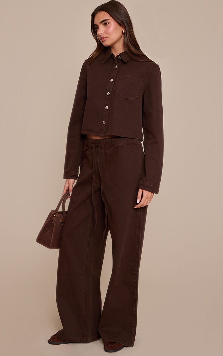 Chocolate Mid Rise Tie Waist Denim Jeans image 2