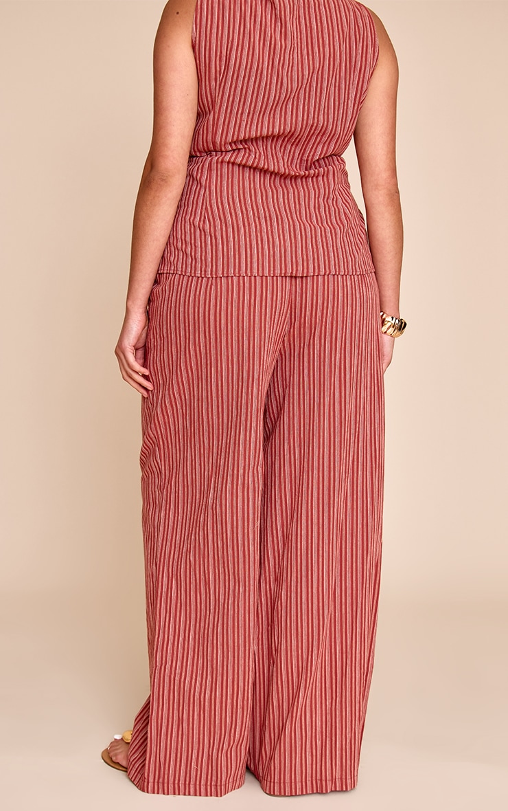 Plus Red Stripe Linen Look Wide Leg Pants image 3