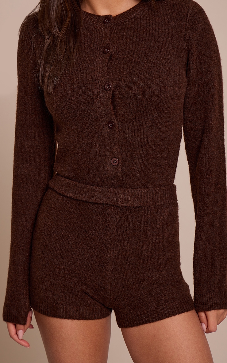 Chocolate Soft Knit Mini Hot Pants image 2