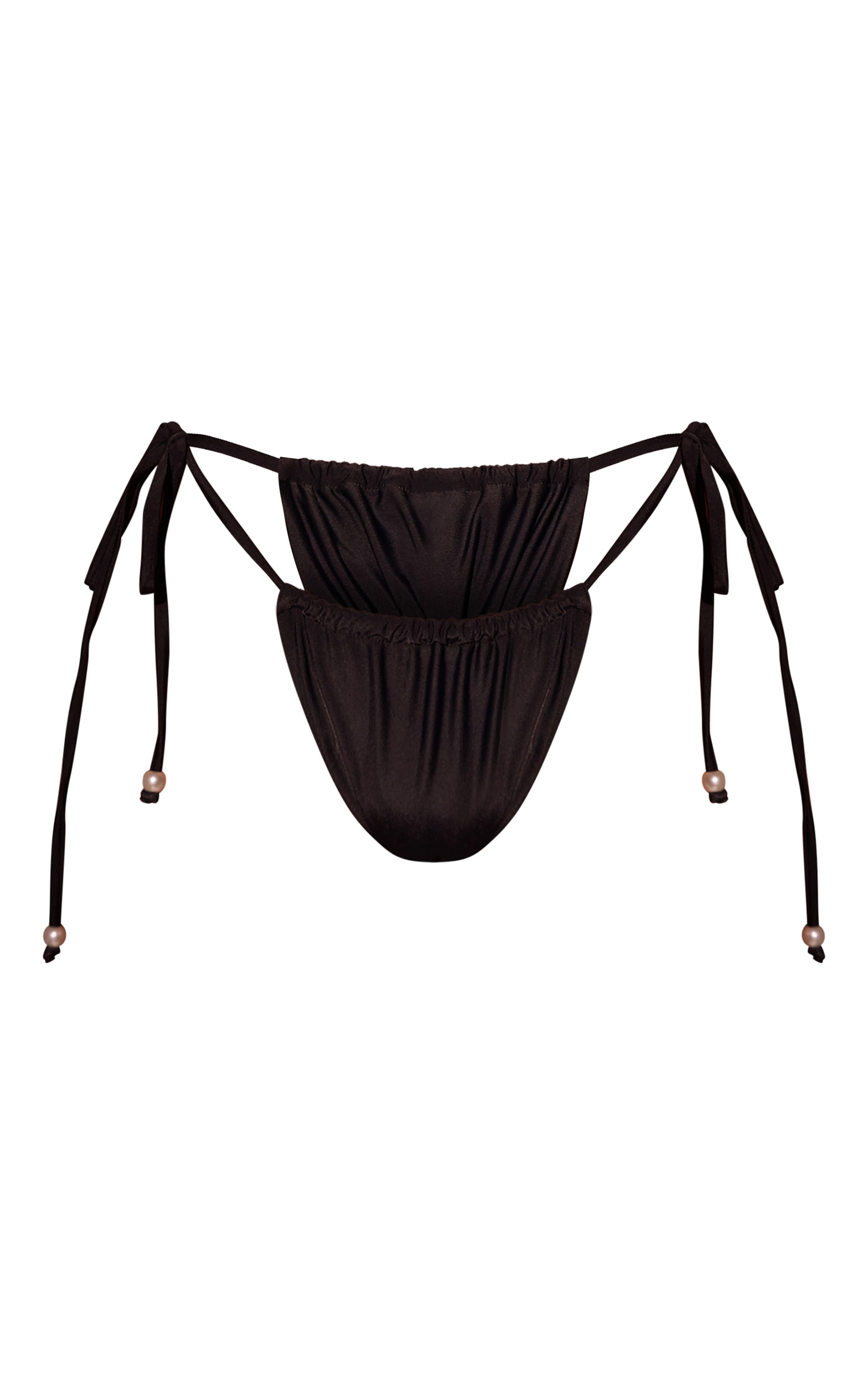 Black Pearl Trim Tie Side Bikini Bottoms image 5