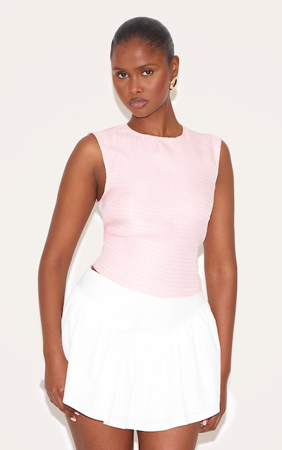 Pink Boxy Boucle Long Top