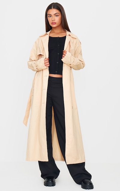 Sand Panel Detail Belted Trench Coat