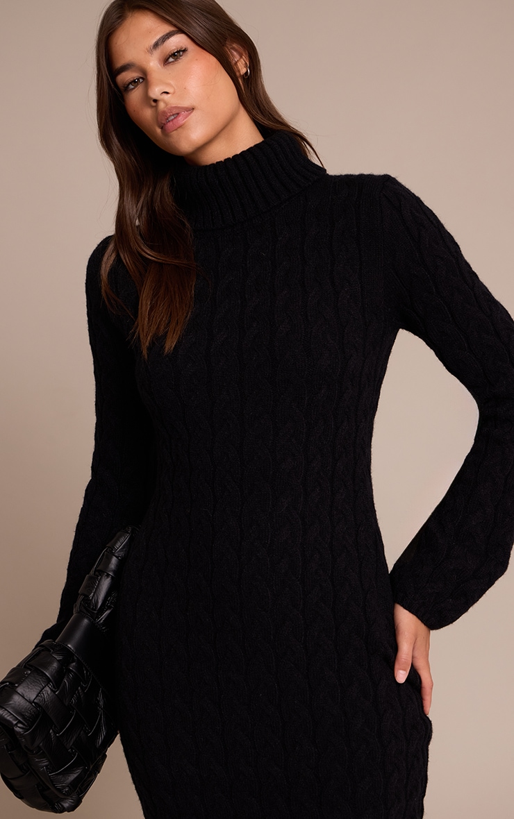 Cable Knit Ladies Black Chunky Jumper YOURS Curve Black Chunky