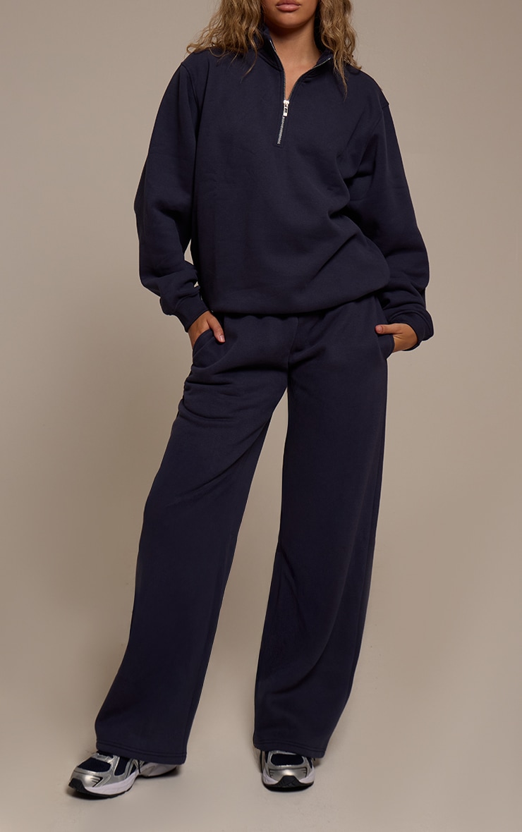Navy Cotton Fleece Straight Leg Sweatpants image 2