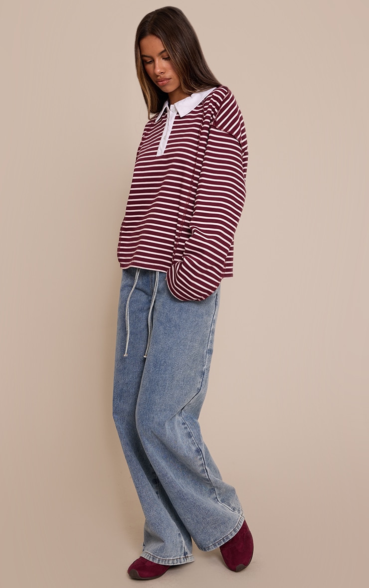 Petite Jean large bleu clair délavé à taille nouée élastique image 2