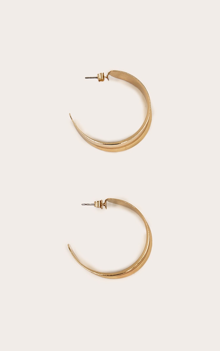 Gold Smooth Scooped Hoop Earrings image 3