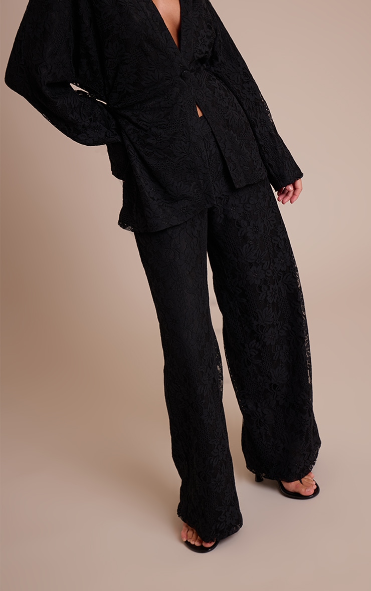 Black Lace Wide Leg Pants image 2