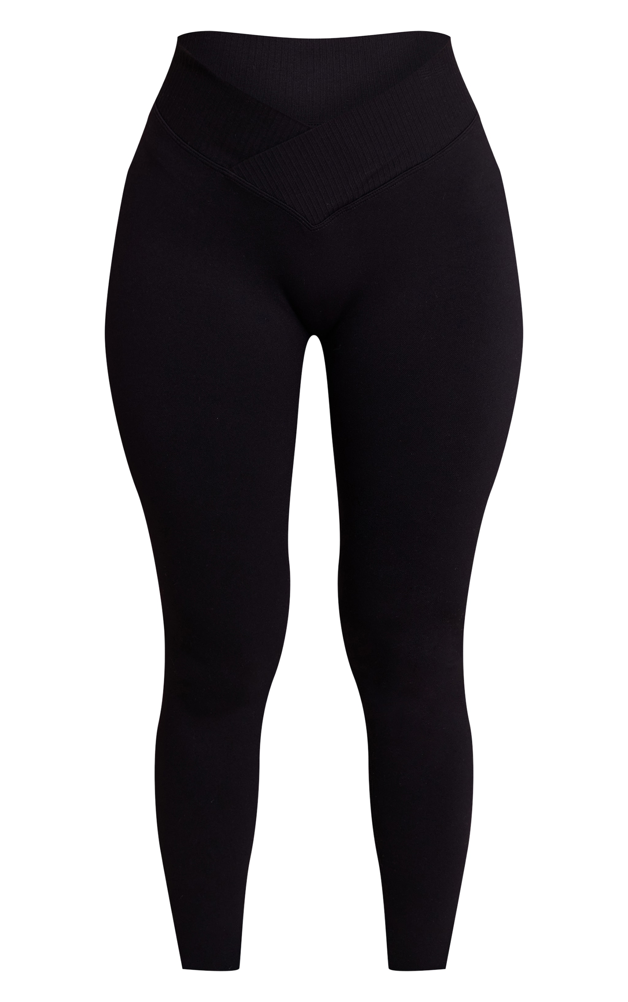 Petite Black Seamless Marl Cross Front Legging image 5