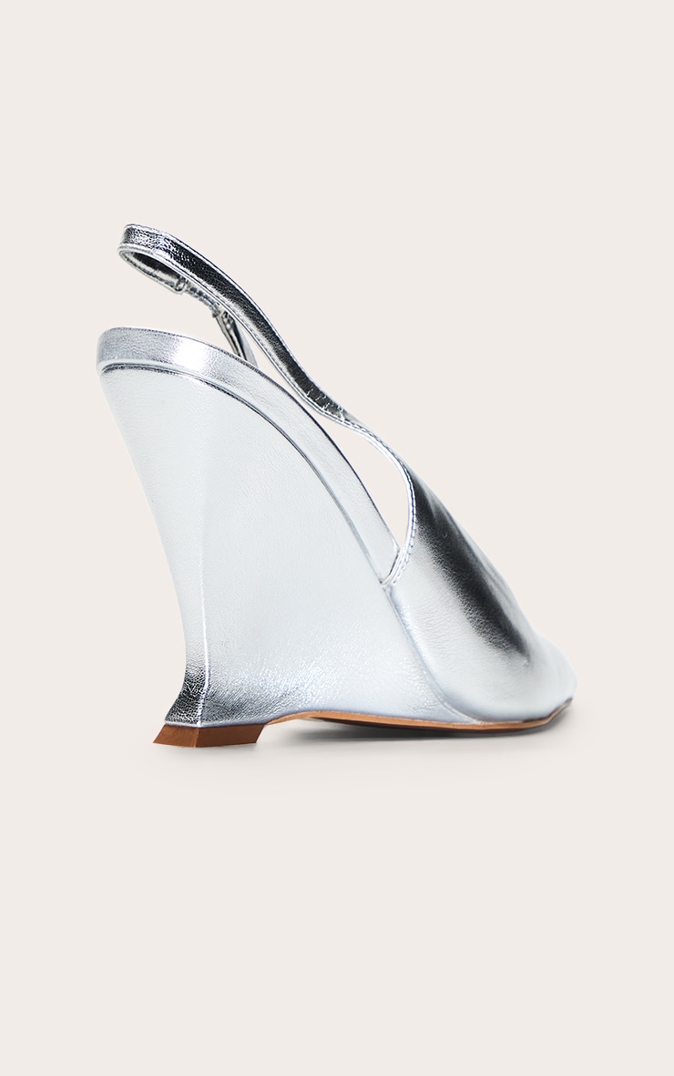 Mules compensées argentées à bride derrière image 4