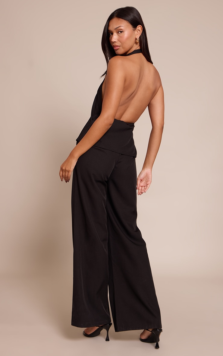 Black Waist Coat Straight Leg Jumpsuit image 2