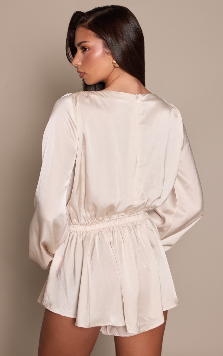 Cream Balloon Sleeve Romper image 2