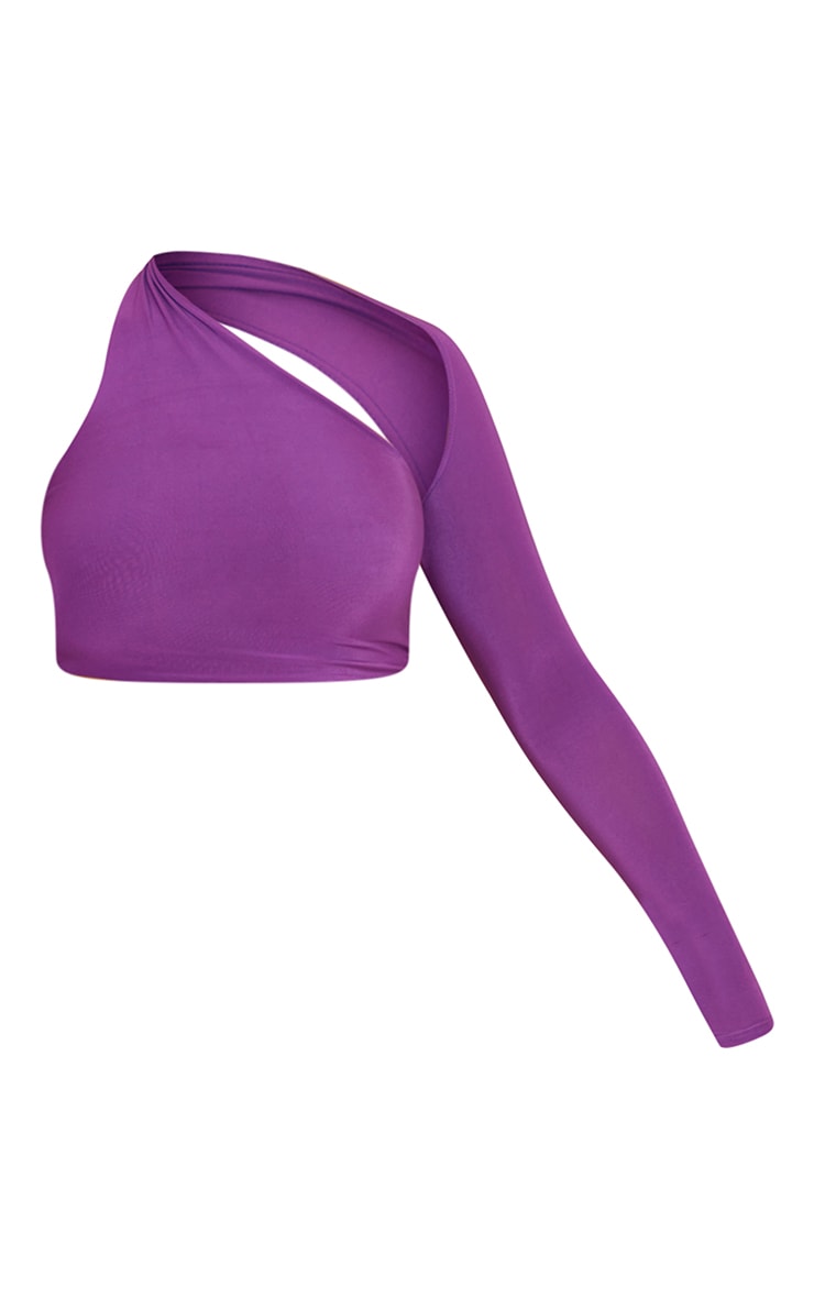 Crop top asymétrique moulant violet image 5