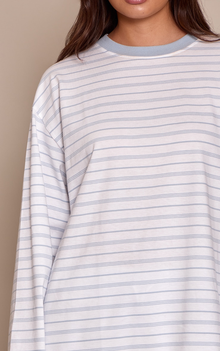 Dusty Blue Striped Long Sleeved Top image 4