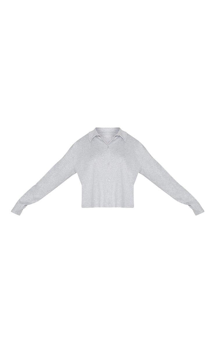 Grey Marl Cropped Boxy Collared Sweat image 5