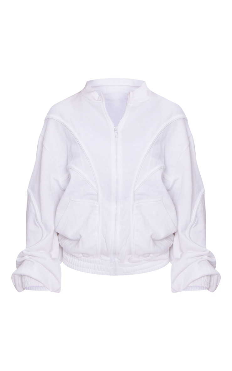 White Loopback Binding Detail Zip Up Track Jacket image 5