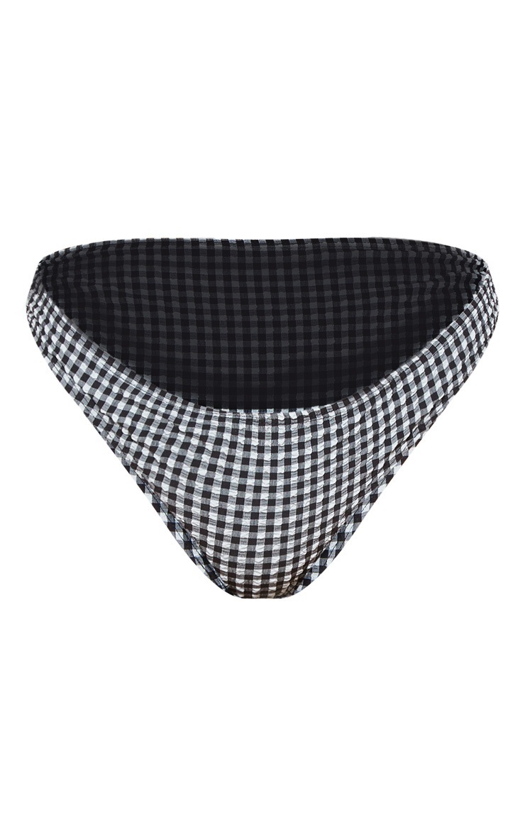 Black Textured Gingham Bikini Bottom image 3