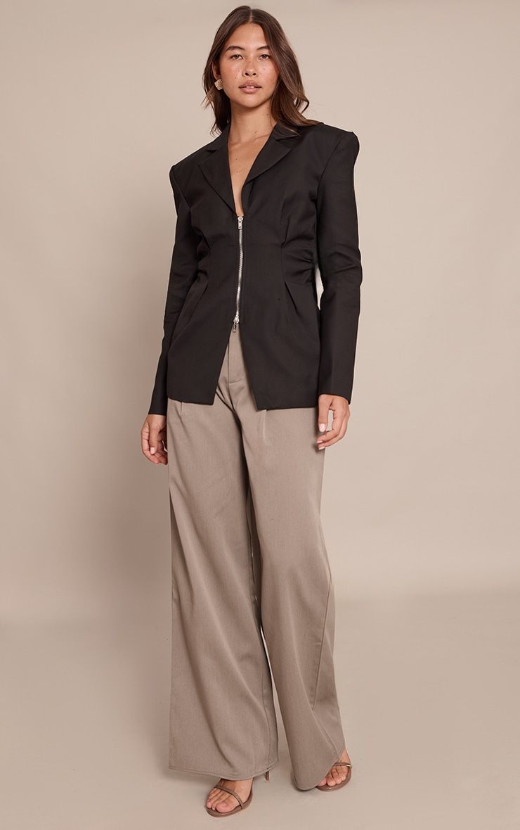 Black Double Zip Cinched Blazer image 3