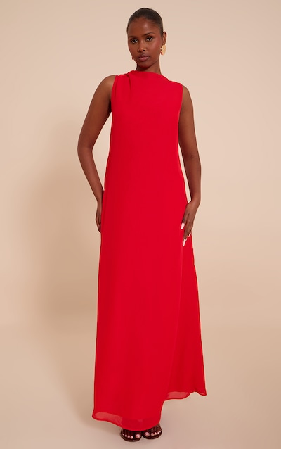 Red Chiffon Floaty Sleeveless Maxi Dress