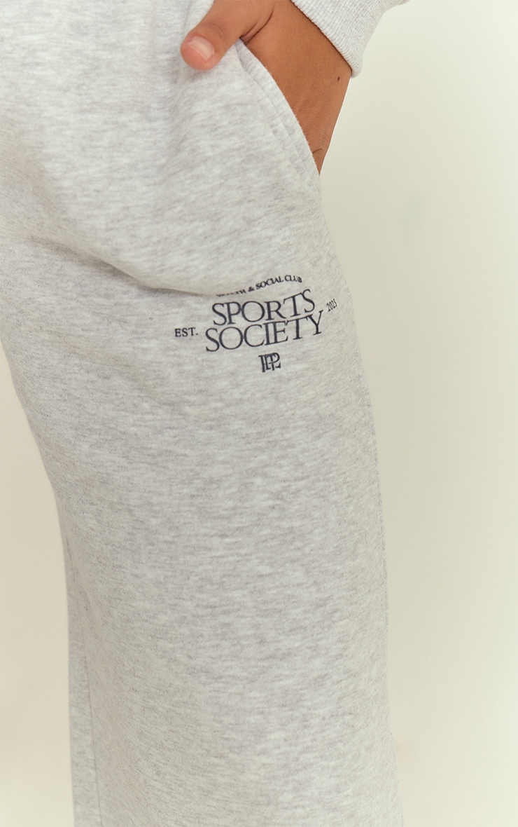 Jogging sweat droit gris cendré imprimé "PLT Sports Society" image 4