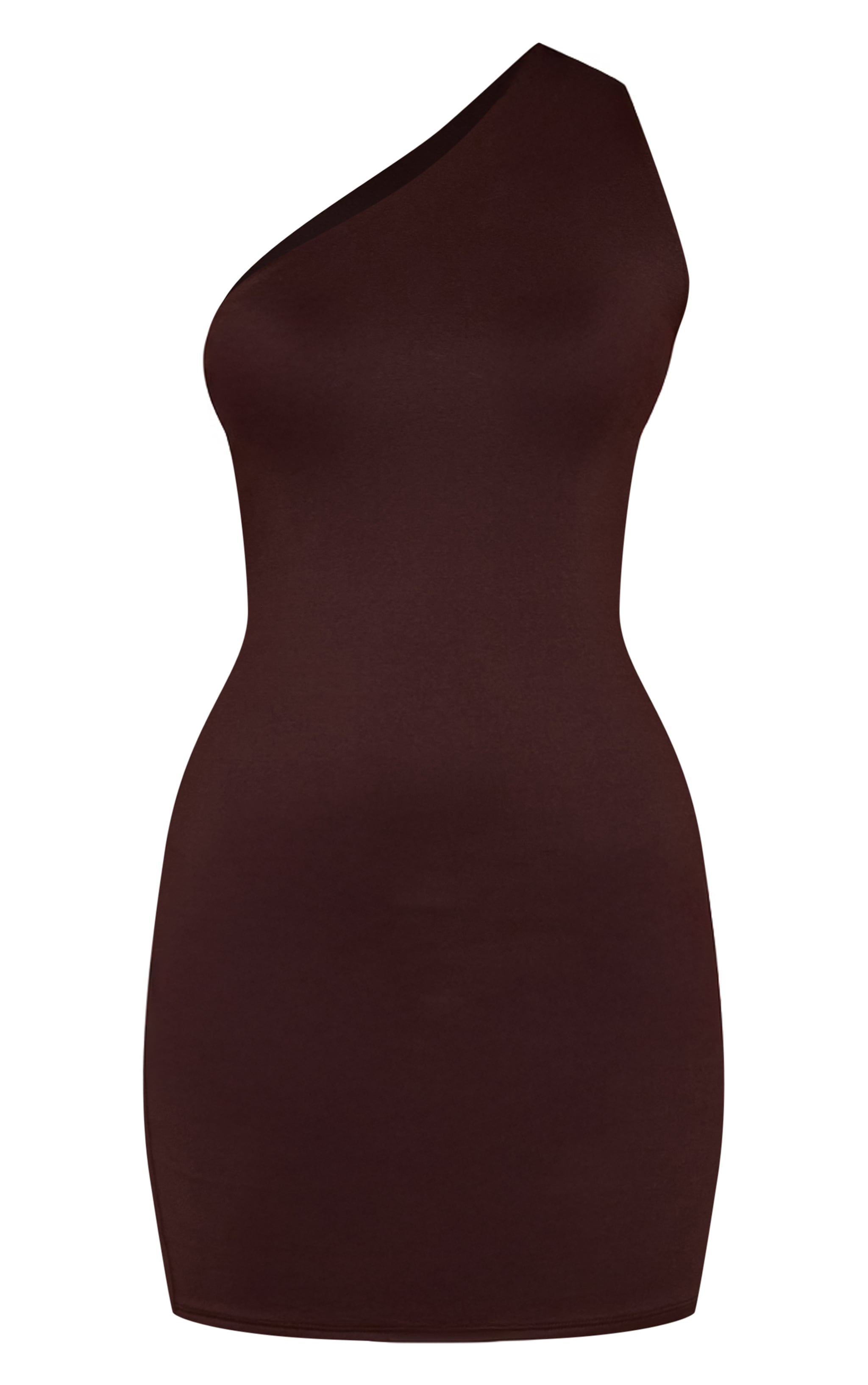 Chocolate Soft Touch Jersey One Shoulder Bodycon Dress image 5