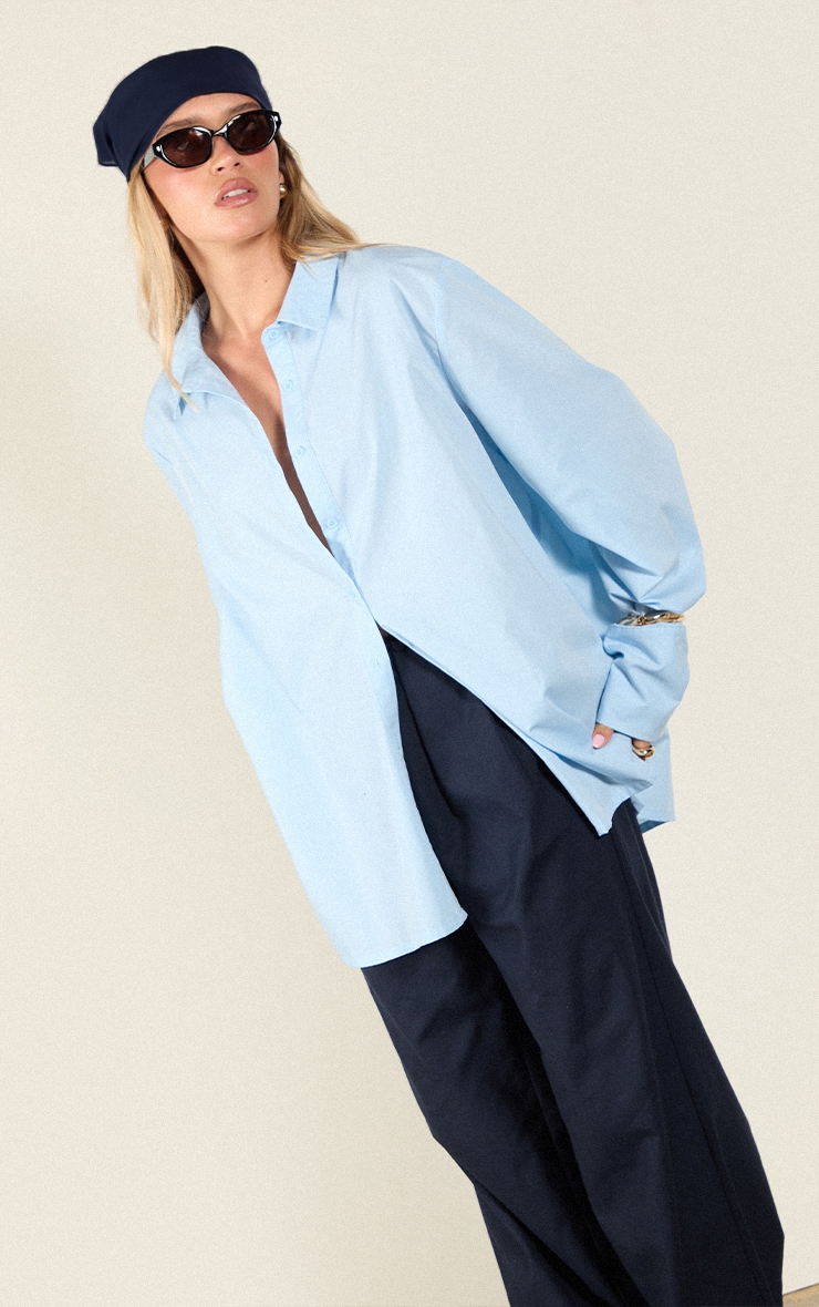 Light Blue Oversized Cuff Shirt image 1