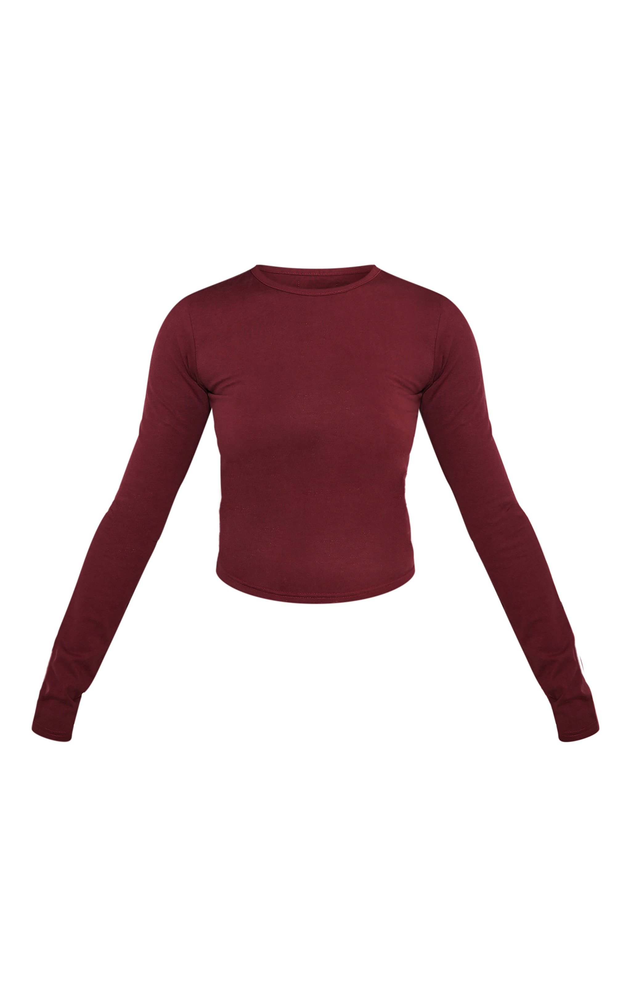 Petite Burgundy Premium Cotton Long Sleeve Fitted T-shirt image 5
