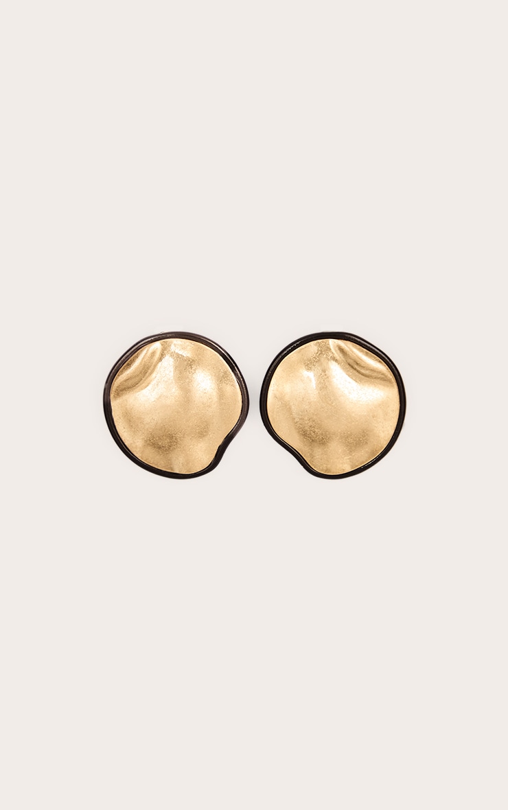 Gold Brushed Circular Statement Earrings image 3