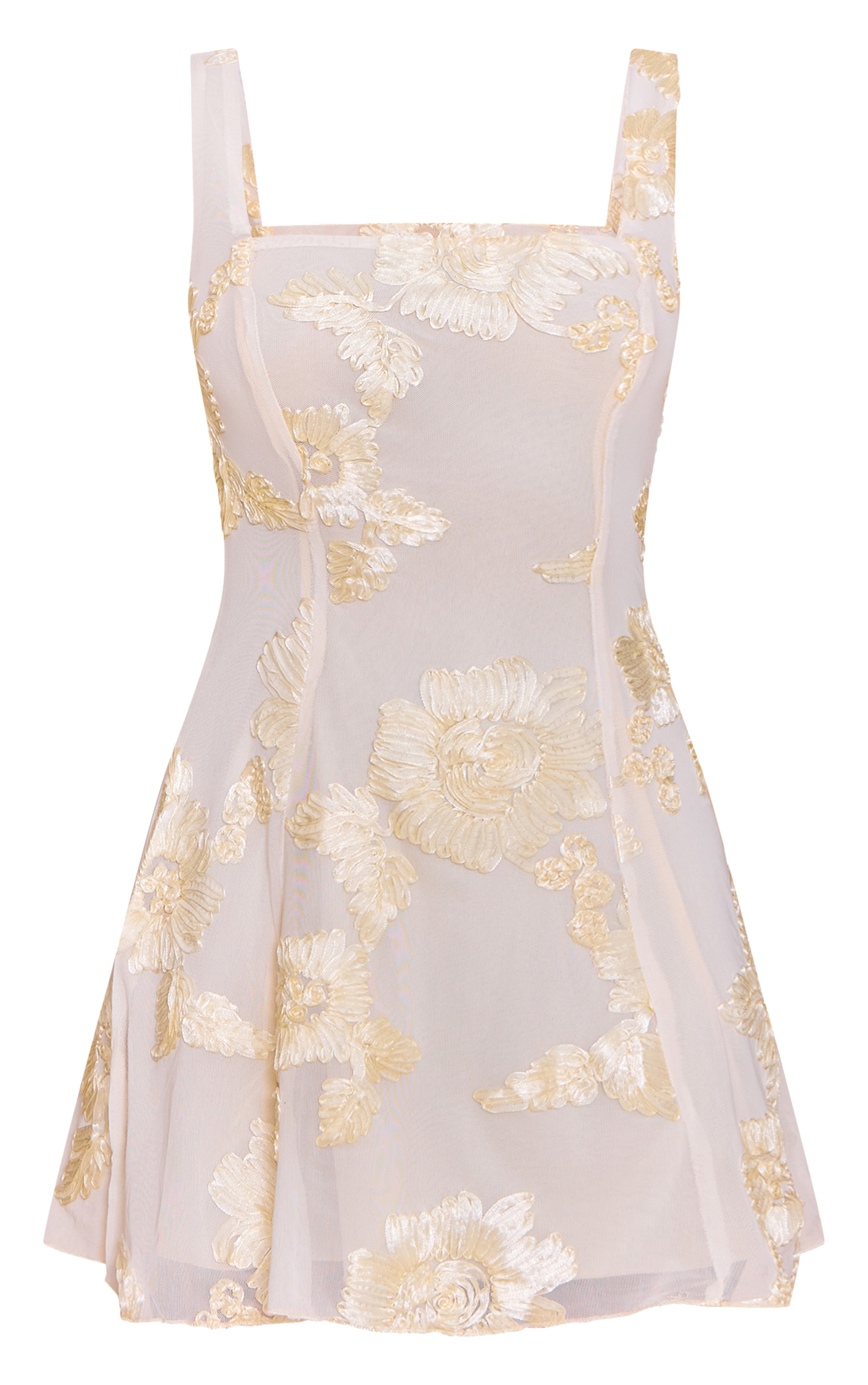 Butter Yellow Embroidery Detail A-line Dress image 5