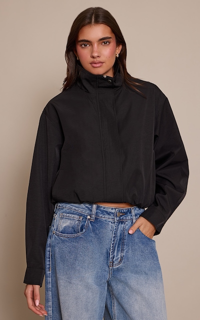 Black High Neck Windbreaker