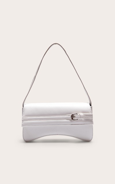 White Baguette Buckle Shoulder Bag