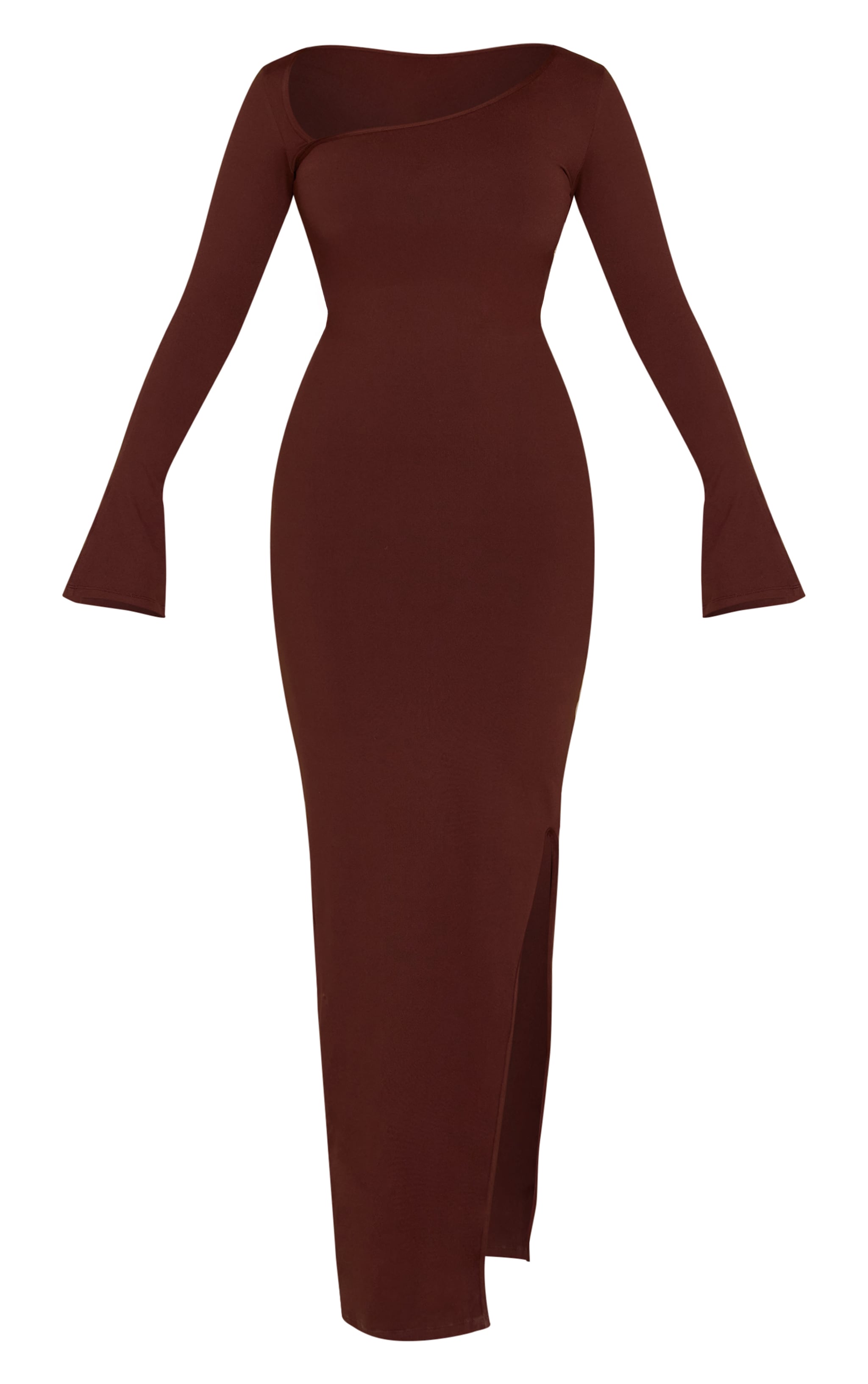 Shape Chocolate Sculpt Asymmetric Neck Flared Sleeve Maxi Dress image 5