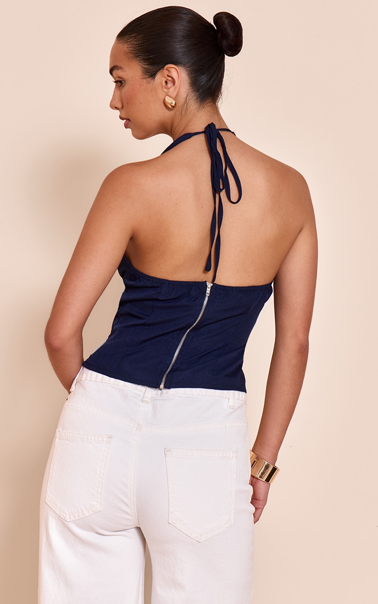 Navy Halterneck Cami Top image 2
